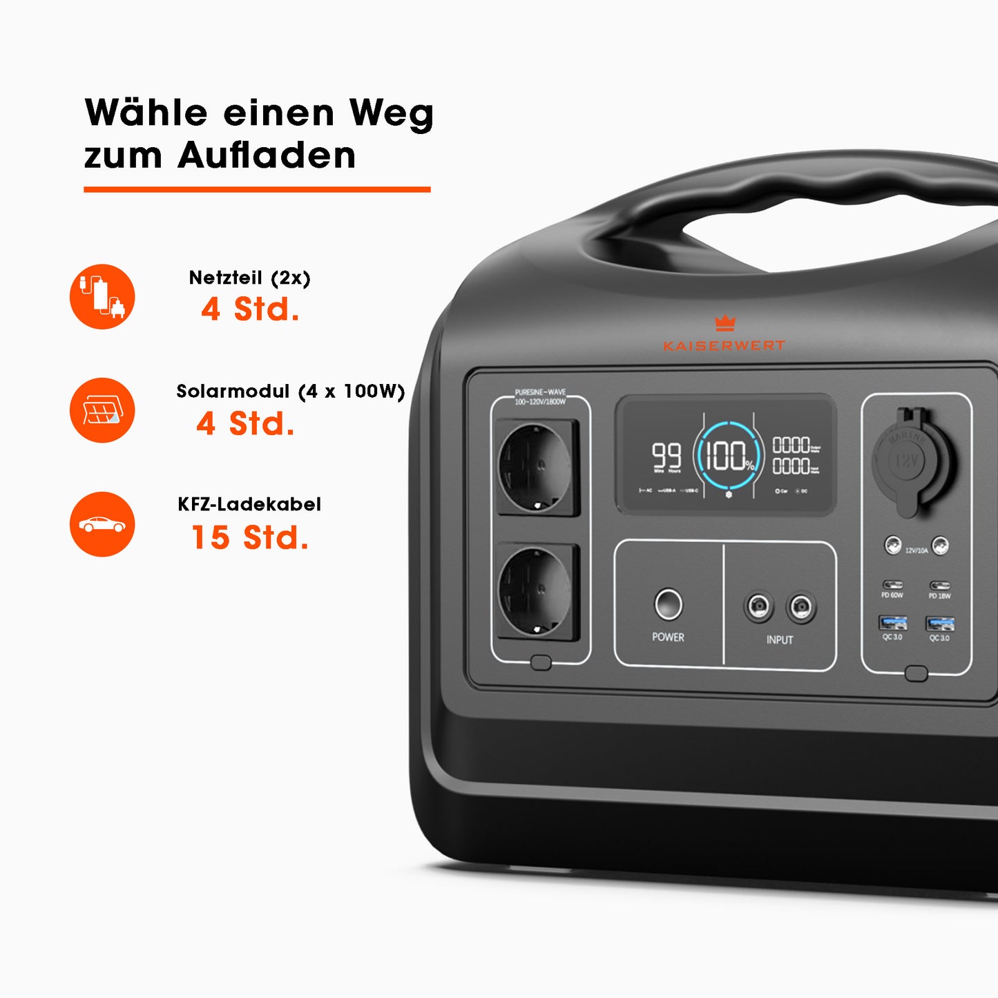 KAISERWERT Power Station 1800W (1488Wh)