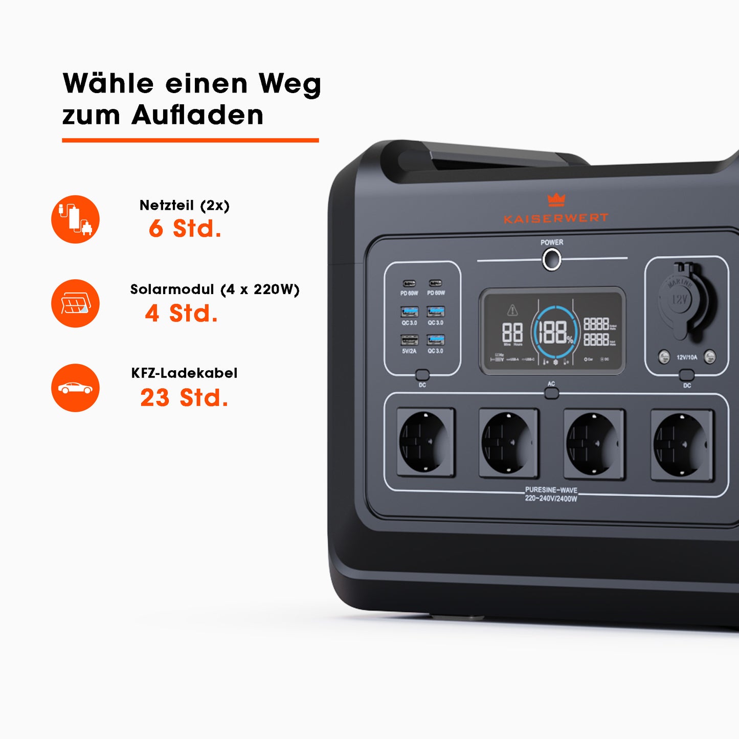 KAISERWERT Power Station 2400W (2232Wh)