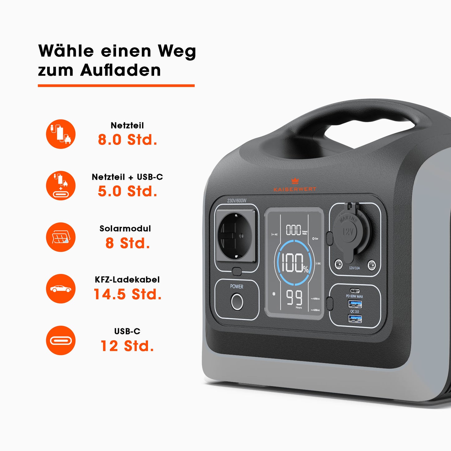 KAISERWERT Power Station 600W (595,20Wh)