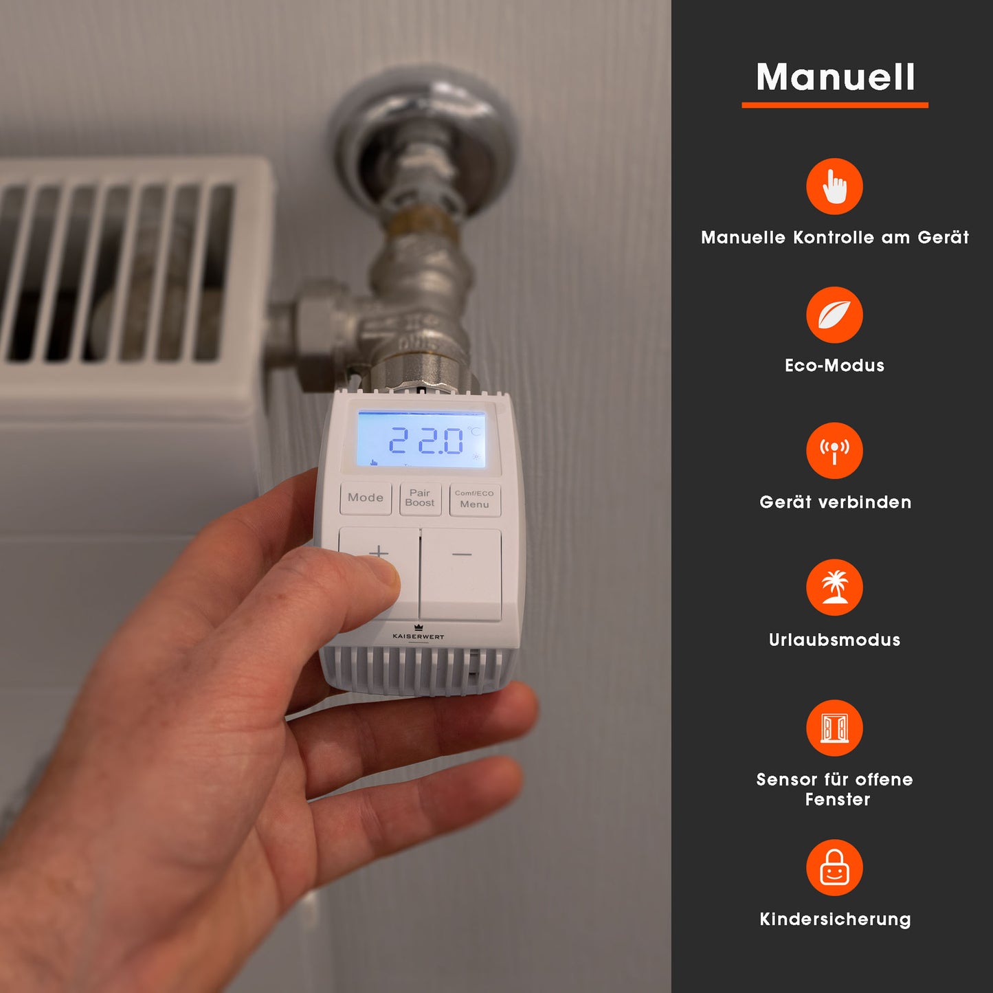 KAISERWERT smartes Heizkörperthermostat 1er