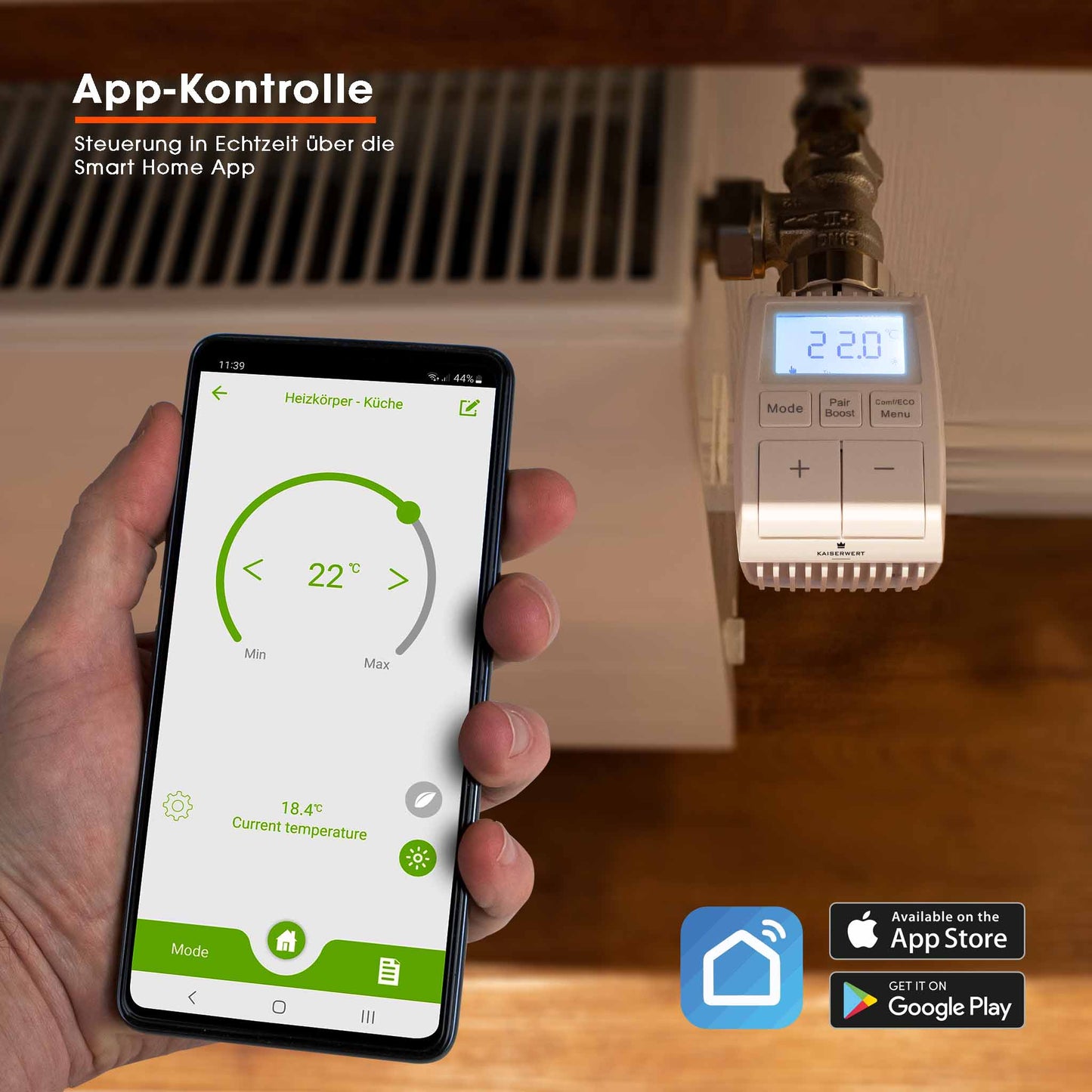 KAISERWERT smartes Heizkörperthermostat 3er Set Bild4