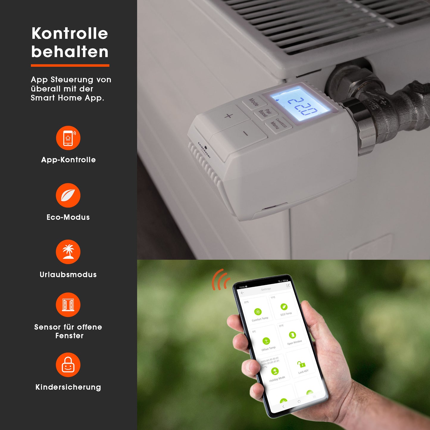 KAISERWERT smartes Heizkörperthermostat 2er Set Bild5