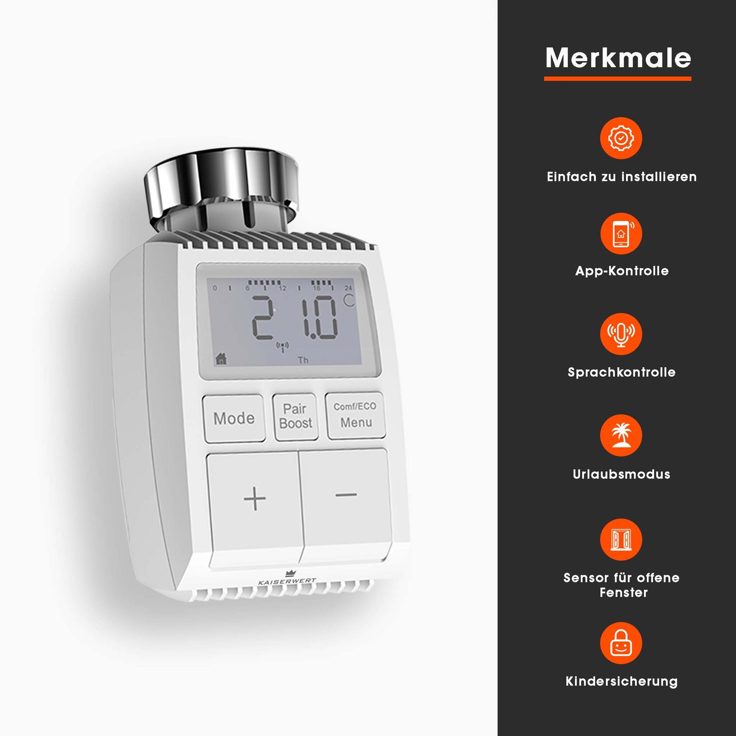 KAISERWERT smartes Heizkörperthermostat 2er Set Bild4