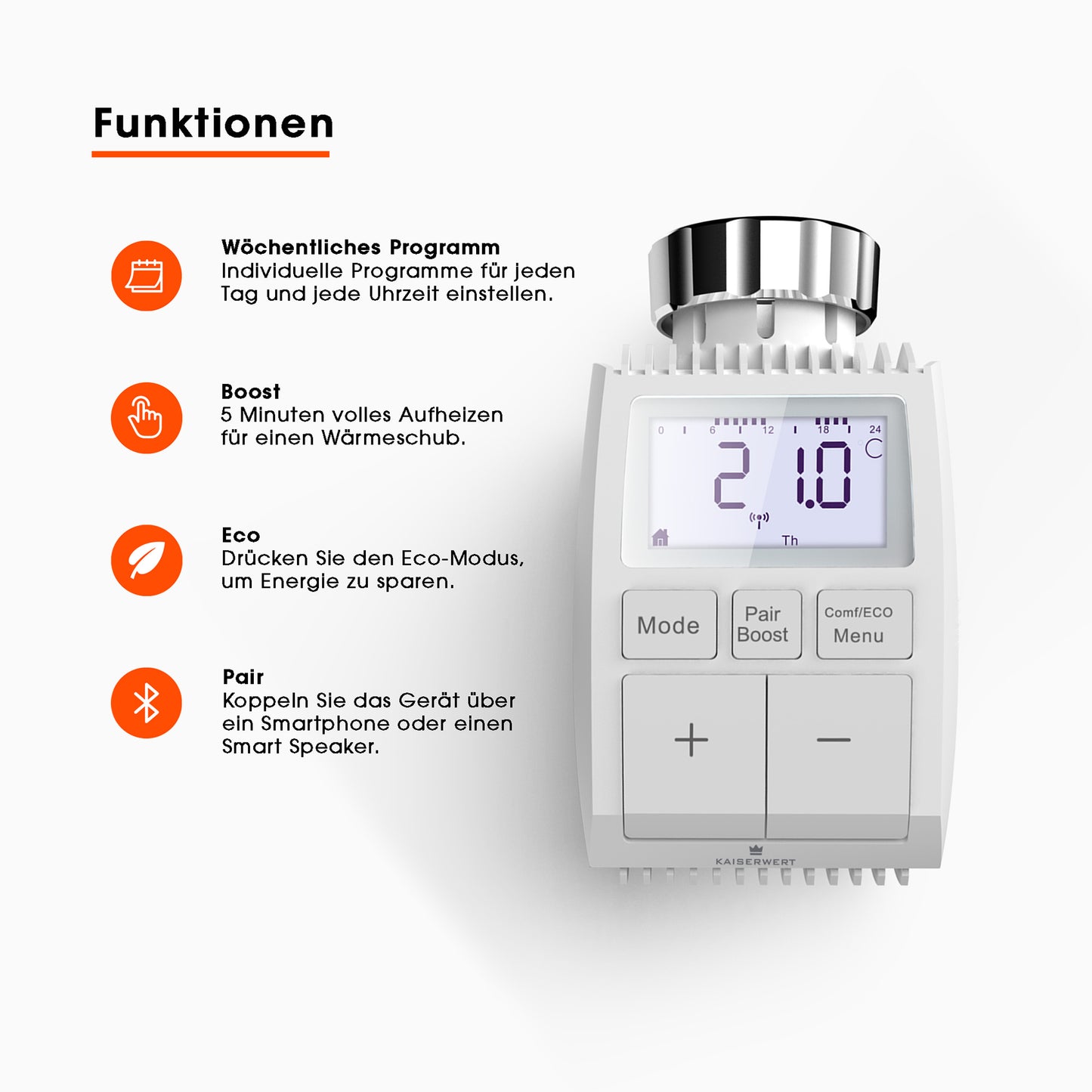 KAISERWERT smartes Heizkörperthermostat 2er Set Bild3